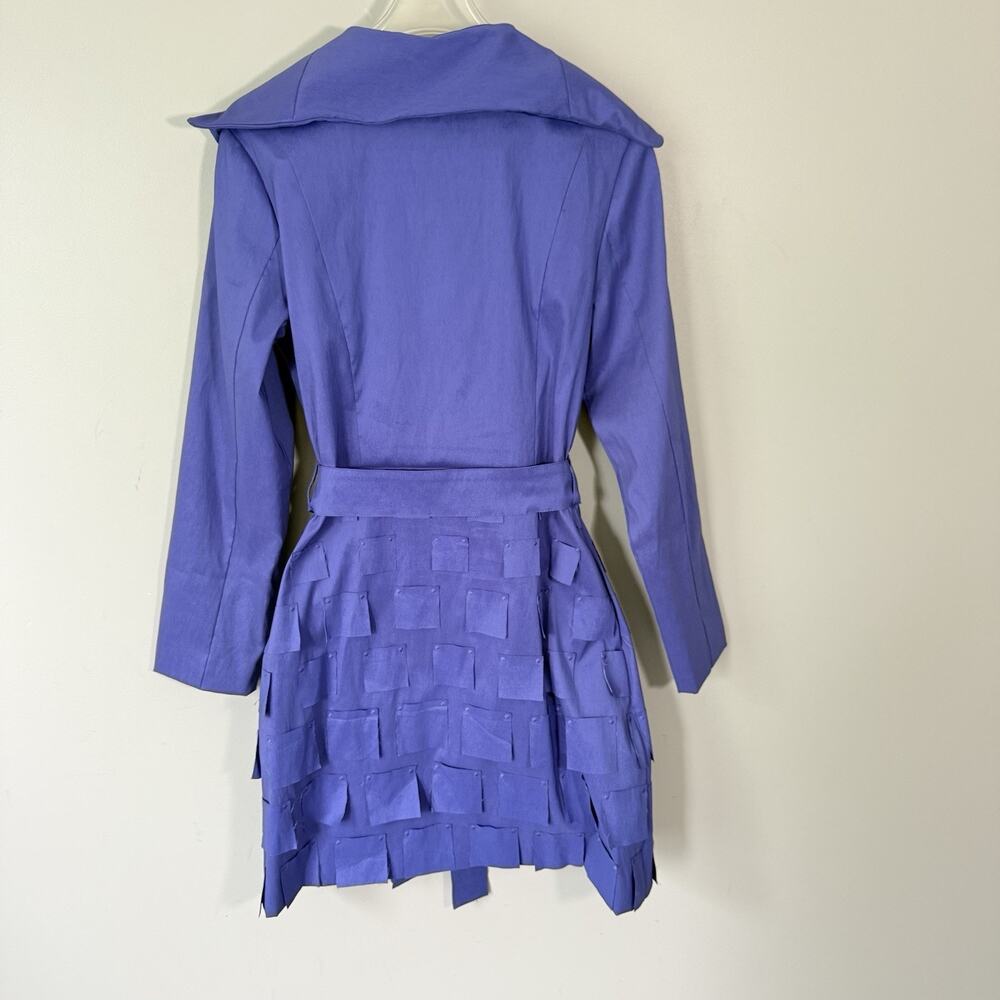 Samuel Dong Purple Ruffle Dress Women's S Full Zip Jacket Coat Belted - Picture 5 of 7